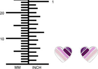 Hypoallergenic Sterling Silver Purple Striped Heart Stud Earrings for Kids (Nickel Free)