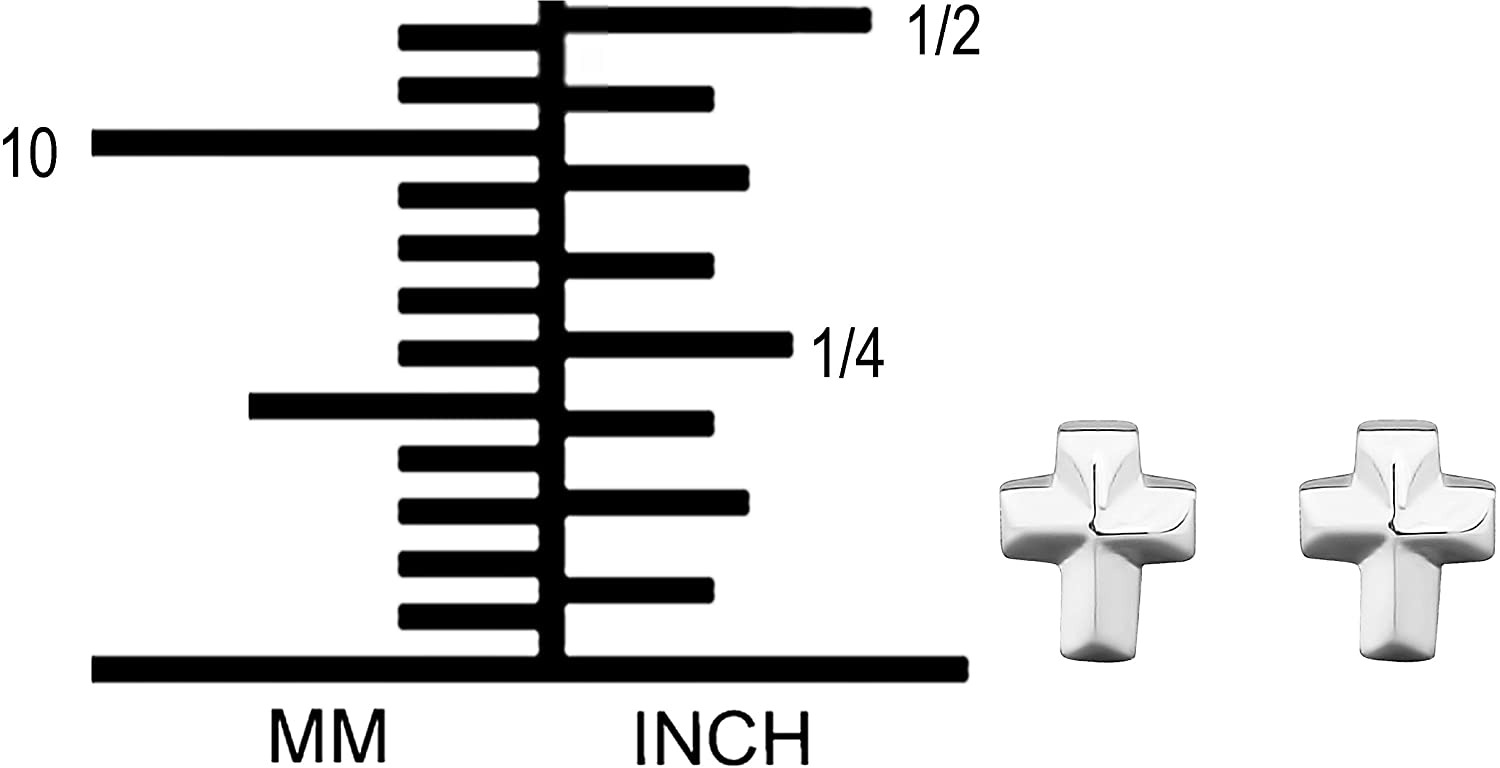Hypoallergenic Sterling Silver Cross Stud Earrings for Kids (Nickel Free)