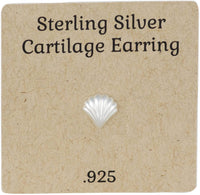 Forbidden Body Jewelry .925 Sterling Silver Little Seashell Cartilage Stud Earring (Sold Individually)