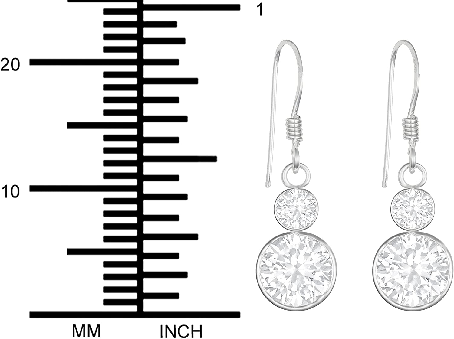 Hypoallergenic Sterling Silver 12mm (1/2 Inch) Simulated Diamond CZ Dangle Earrings for Kids (Nickel Free)