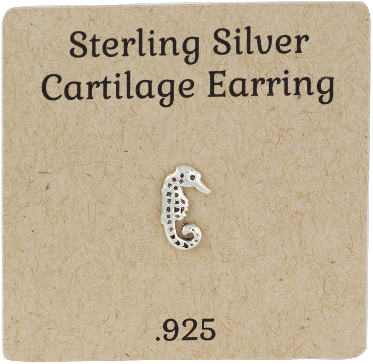 Forbidden Body Jewelry .925 Sterling Silver Seahorse Cartilage Stud Earring for Right Ear (Sold Individually)