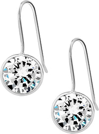 Sterling Silver Hypoallergenic Simulated Diamond 3/8" Round CZ French Wire Drop Earrings for Women