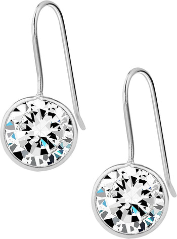 Sterling Silver Hypoallergenic Simulated Diamond 3/8 Round CZ French Wire Drop Earrings for Women