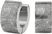 Stainless Steel Spiral Cut Grooves Thick Huggie Hoop Earrings for Men