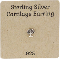 Forbidden Body Jewelry .925 Sterling Silver Tree of Life Cartilage Stud Earring (Sold Individually)