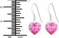 Hypoallergenic Sterling Silver Pink CZ Heart Dangle Earrings for Kids (Nickel Free)