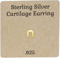 Forbidden Body Jewelry 14kt Gold Plated Sterling Silver Little Horseshoe Cartilage Stud Earring (Sold Individually)