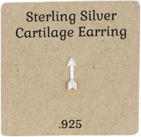 Forbidden Body Jewelry .925 Sterling Silver Tiny Arrow Cartilage Stud Earring (Sold Individually)