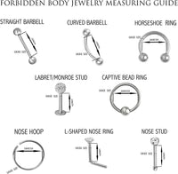 Set of 2: 16g 8mm Daith Earring, Eyebrow Ring and Rook Piercing Jewelry, Double Ball Curved Barbells