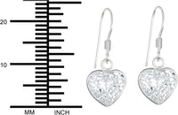 Hypoallergenic Sterling Silver 9mm CZ Heart Dangle Earrings for Kids (Nickel Free)