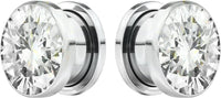 Forbidden Body Jewelry 8G-7/8 Surgical Steel Screw Fit CZ Center Tunnel Plug Earrings (Sold as Pair)