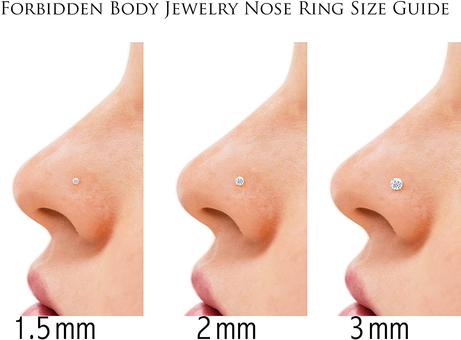 Forbidden Body Jewelry Set of 2 Styles Nose Rings: Sterling Silver Gold Plated 1.25mm CZ Stud and 9mm Nose Hoop