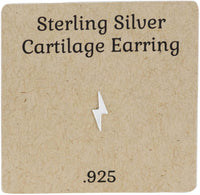 Forbidden Body Jewelry .925 Sterling Silver Tiny Lightning Bolt Cartilage Stud Earring (Sold Individually)