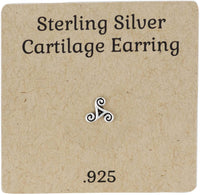 Cartilage Earring Stud: Sterling Silver Tiny Celtic Spiral Cartilage Earring (Sold Individually)