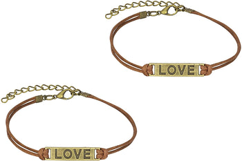 Penny & Piper Set of 2 Matching Friendship Bracelets for Kids with Soft Leatherette Cord