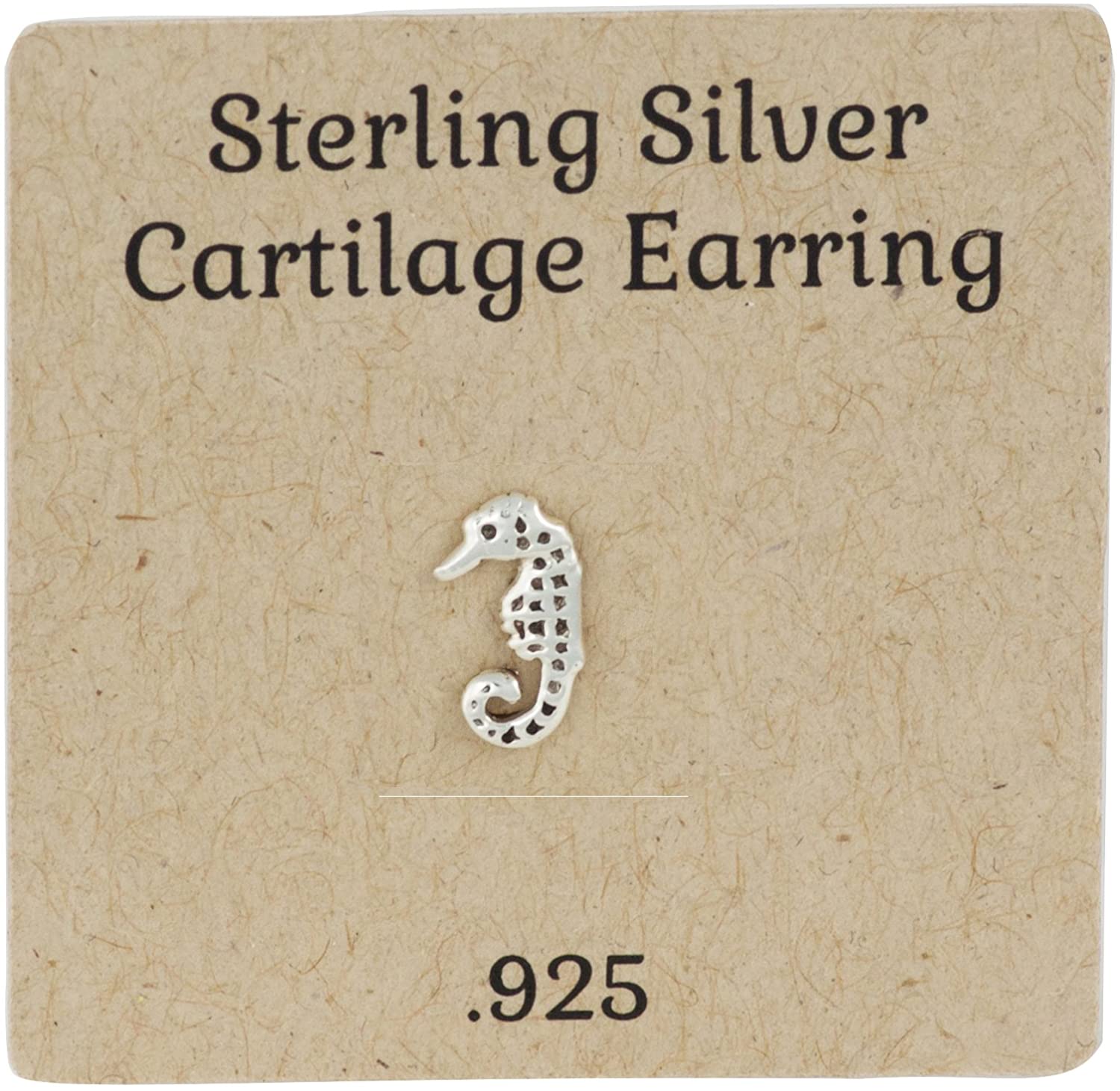 Forbidden Body Jewelry .925 Sterling Silver Seahorse Cartilage Stud Earring for Left Ear (Sold Individually)