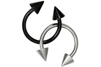 Set of Black and Silver Spiked Horseshoe Nipple Rings