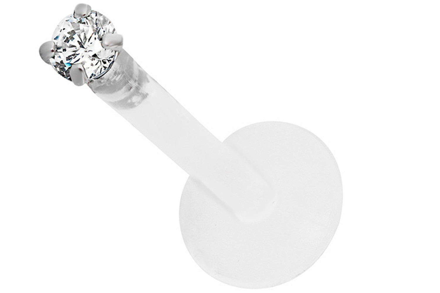 This labret & monroe piercing jewelry is made with safe bio-compatible BioFlex material and a Cubic Zirconia crystal.