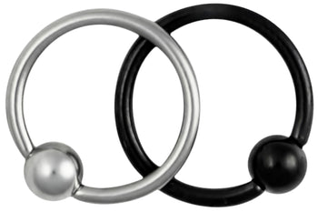 Set of Silver and Black Captive Bead Nipple Rings