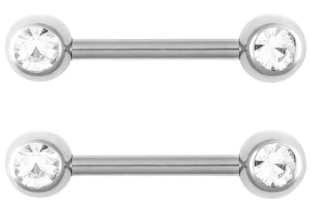 Clear Double Gem Small Nipple Barbells