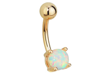 Synthetic White Opal Belly Ring