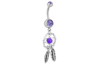 Dream Catcher Feather Dangle Belly Ring