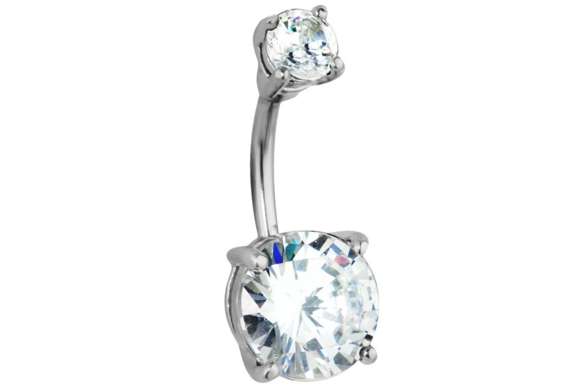 14g Surgical Steel Big Bling Crystal Belly Ring