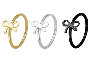 Set of 3 Nose Hoops: Black, Gold, and Silver Bows