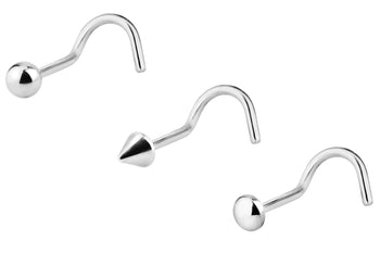 Set of 3 Nose Ring Screws: Ball, Button, and Spike