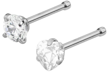 Round & Heart Shaped Crystal Nose Studs