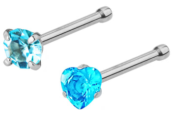Round & Heart Shaped Crystal Nose Studs