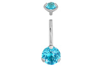 2.5 Ct Solitaire Aqua Belly Ring
