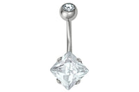 Prong Set Square Crystal Belly Ring