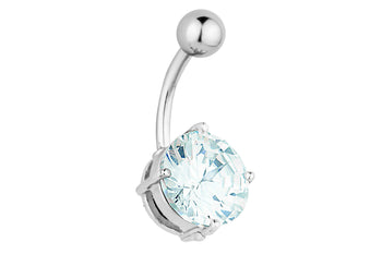 Large Solitaire Crystal Belly Ring