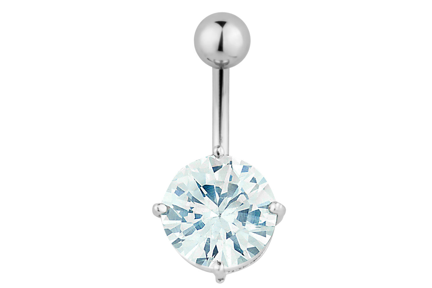 Large Solitaire Crystal Belly Ring