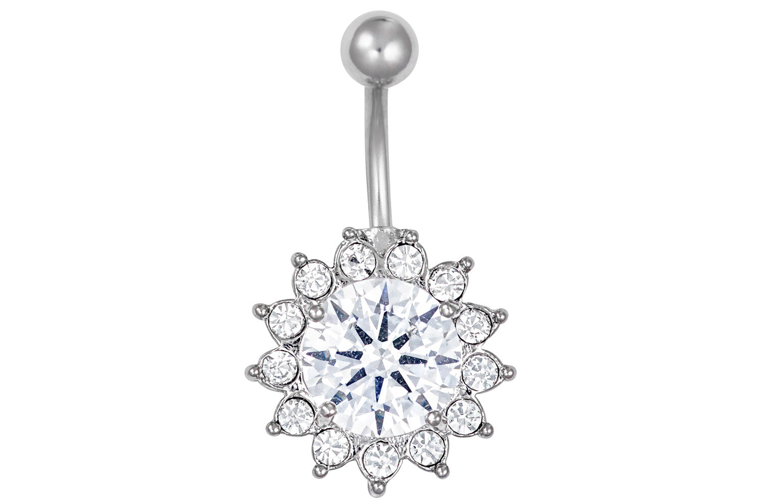 Large Crystal Sunflower Belly Ring