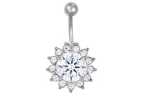 Large Crystal Sunflower Belly Ring