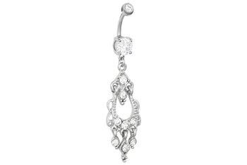 Jeweled Chandelier Multi Crystal Dangle Belly Ring