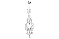 Jeweled Chandelier Multi Crystal Dangle Belly Ring