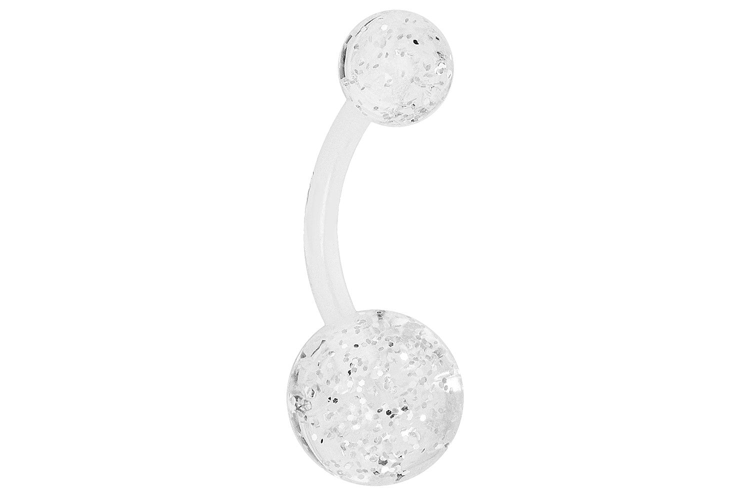 Bioflex Barbell with Clear Glitter Acrylic Ends Belly Ring