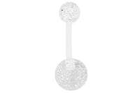 Bioflex Barbell with Clear Glitter Acrylic Ends Belly Ring