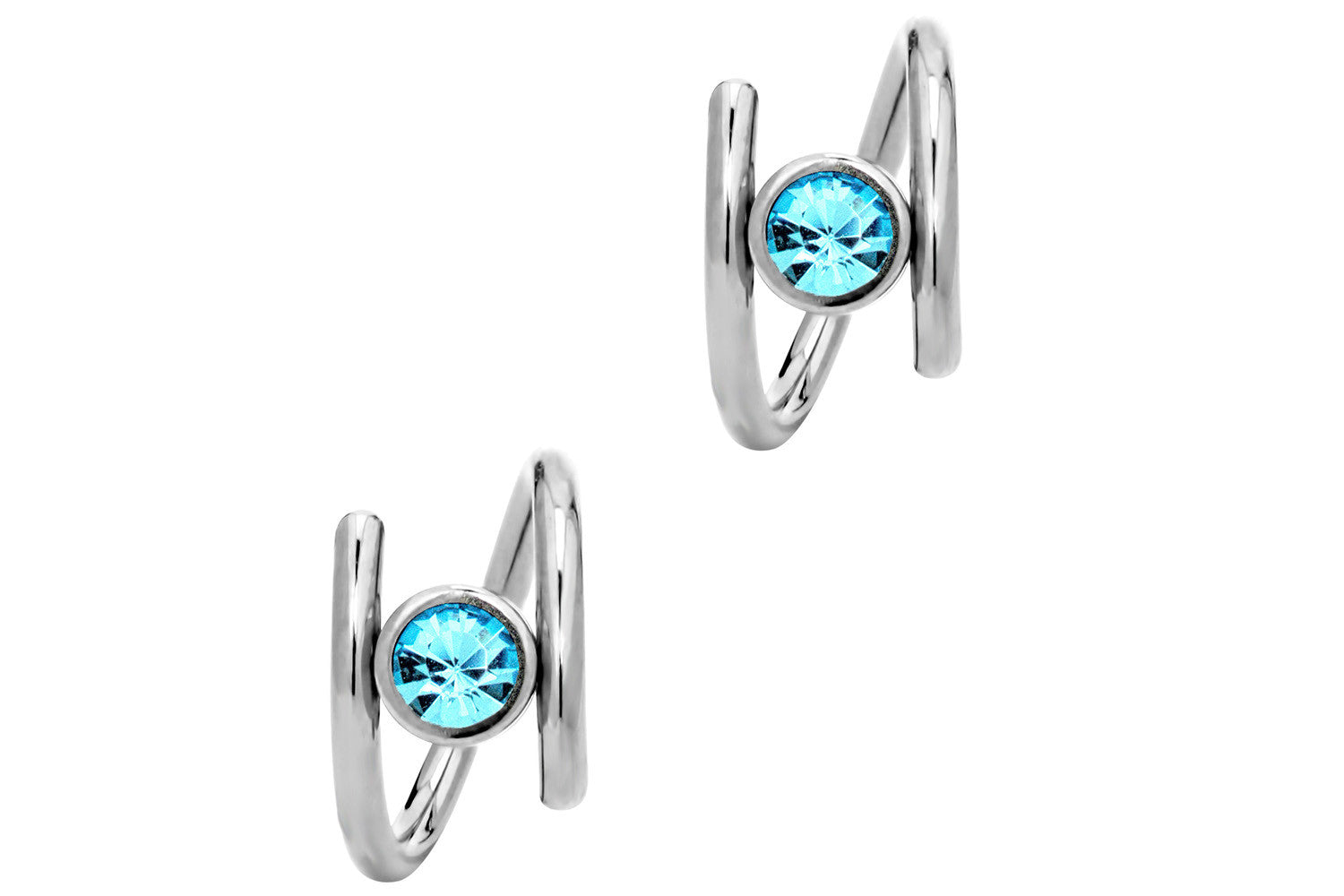 Pair of Aqua Twist Hoop Lip Rings