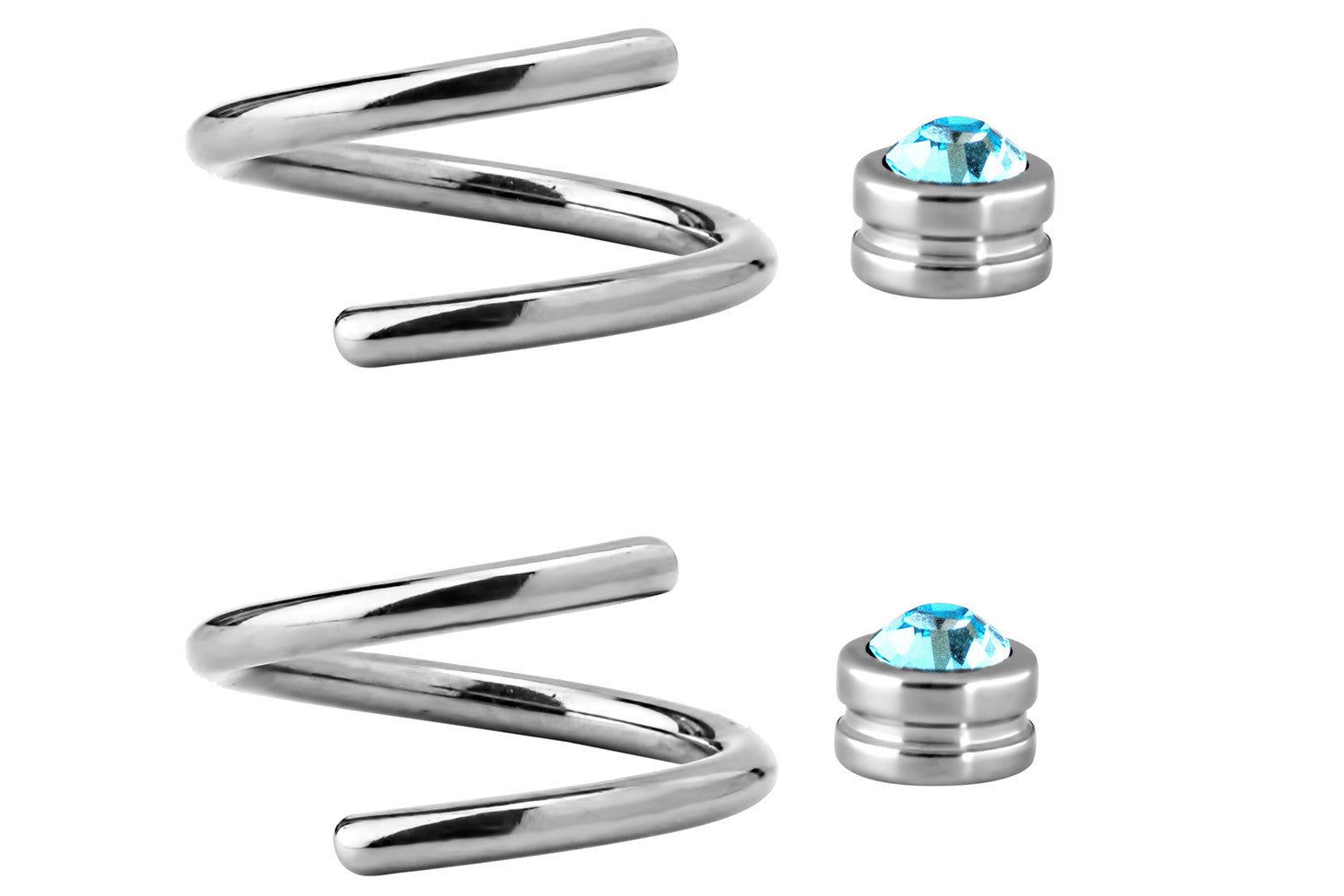 Pair of Aqua Twist Hoop Cartilage Earrings