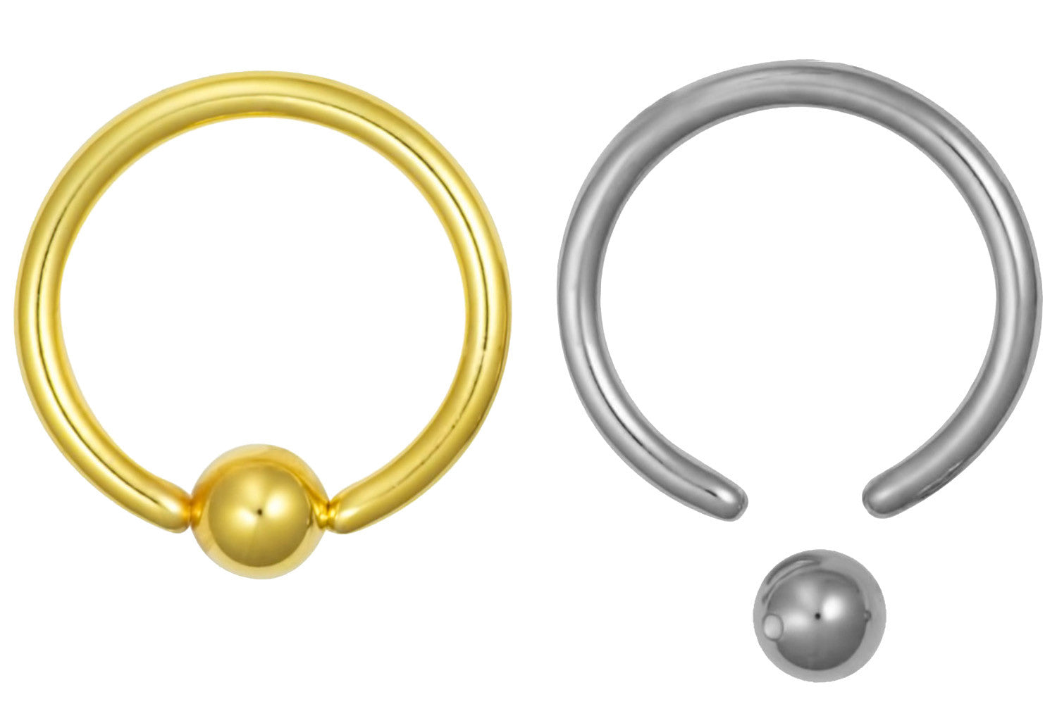 Pair of 14k Gold Plated Captive Bead Rings