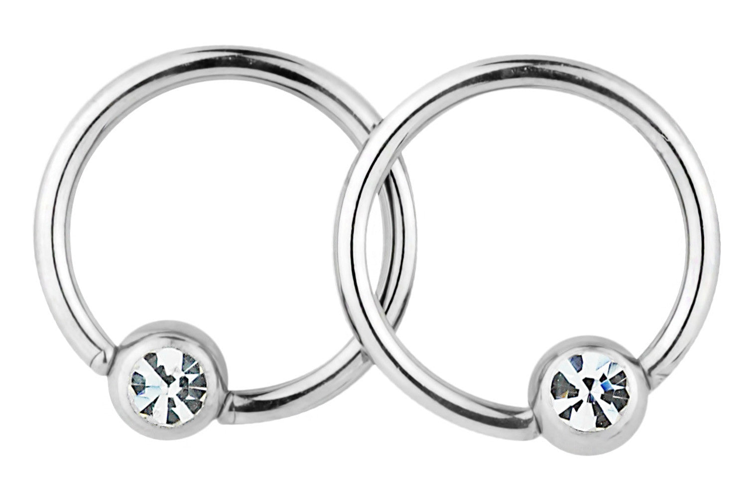 Pair of Captive Bead Nipple Rings with Clear Gems