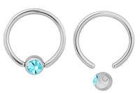 Pair of Captive Bead Rings with Aqua Gems