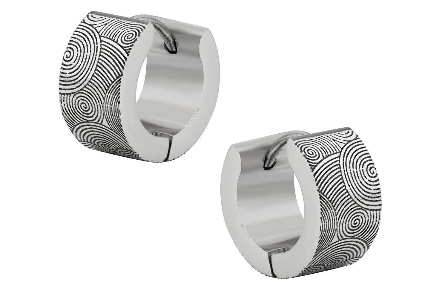 These thick huggie earrings for men are made with 316L Surgical Steel. This men's jewelry is hypoallergenic and nickel free.