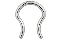 This septum retainer is made with surgical grade 316L stainless steel. It measures 3/8 inch at the widest point and 1/4" at the most narrow point. This body jewelry is hypoallergenic and nickel free.