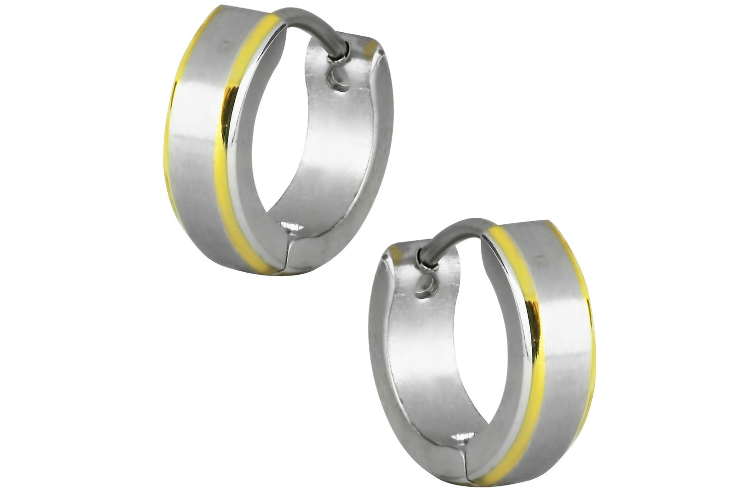 These Stainless Steel men's hoop earrings are nickel free and hypoallergenic. They measure 1/2 inch tall and 4 mm wide.