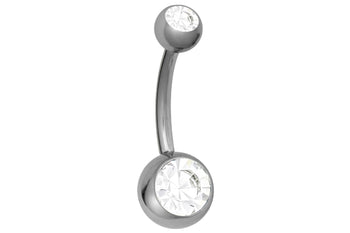 Titanium Clear Double Gem Belly Ring